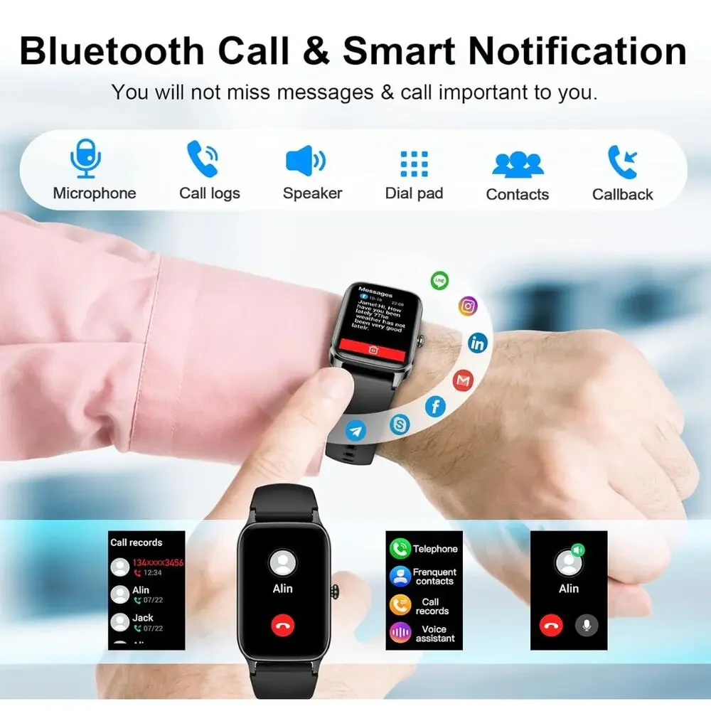 NIB Soudorv P97 Smart Watch Fitness Tracker Android 1.57'' HD IP68 Waterproof